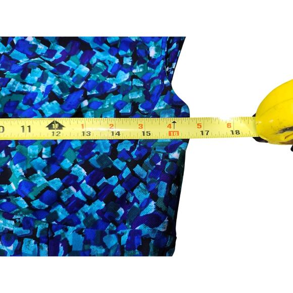Lauren Ralph Lauren Midi A-Line Blue Abstract Print Dress 10 Whimsygoth Preppy - Picture 2 of 9